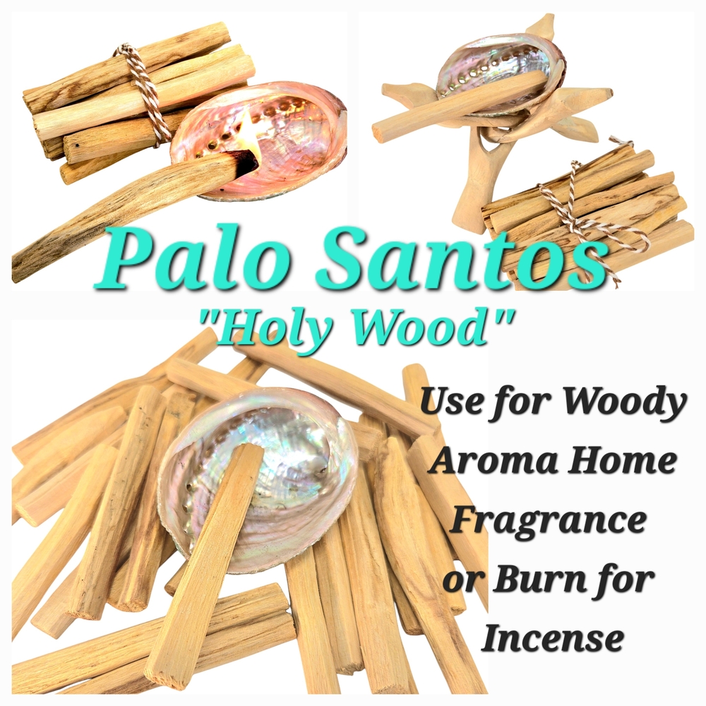 12pc Palo Santo Aromatic Premium Organic Holy Wood Abalon Shell Holder Stand Set